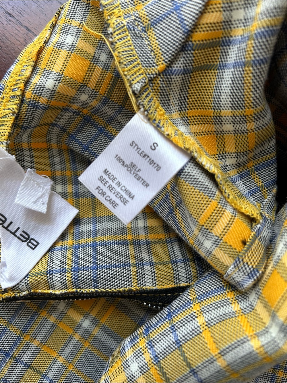 Better Be Yellow and Blue Plaid Crop Top size S - Picture 5 of 5